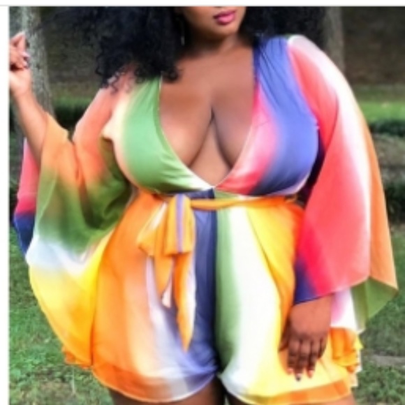 Color Me Bad Multi-Color Chiffon Romper - Picture 1 of 2